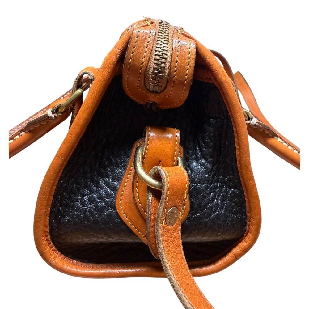 Vtg DOONEY & BOURKE Barrel AWL Black Tan Satchel Crossbody Shoulder Bag USA 80's - Picture 5 of 10